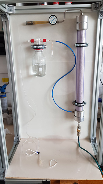 Obr. 3: Demonstrační verze oxygenerátoru (zapojení na tlakový vzduch).